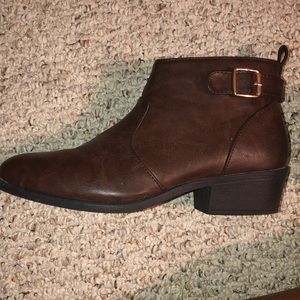 Brown Faux Leather Booties